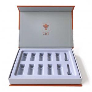 China Orange Elegant Beauty Box Gift Set Custom Glass Bottle Holder Inserts factory
