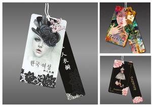 China Custom full color printed paper card garment clothing swing hang tag on sale