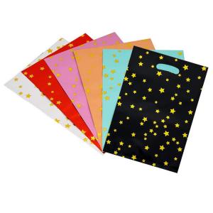 China Sparkling Stars W24 X H30.5cm Plastic Party Gift Bags With Handles factory