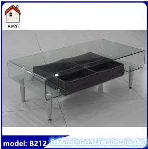 China new hot bending glass coffee table with drawer glass top coffee table C-212 factory