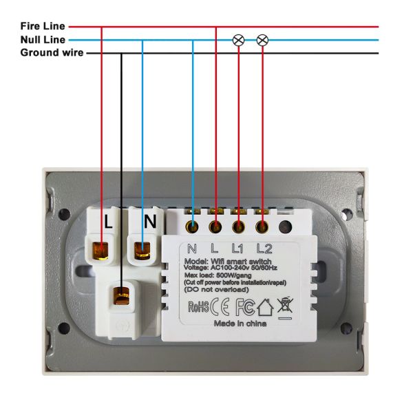 Tuya Wi-Fi Smart Switch Socket Combination with Voice Control Timing Function and 2.4GHz Wi-Fi for Home Office and Hotel