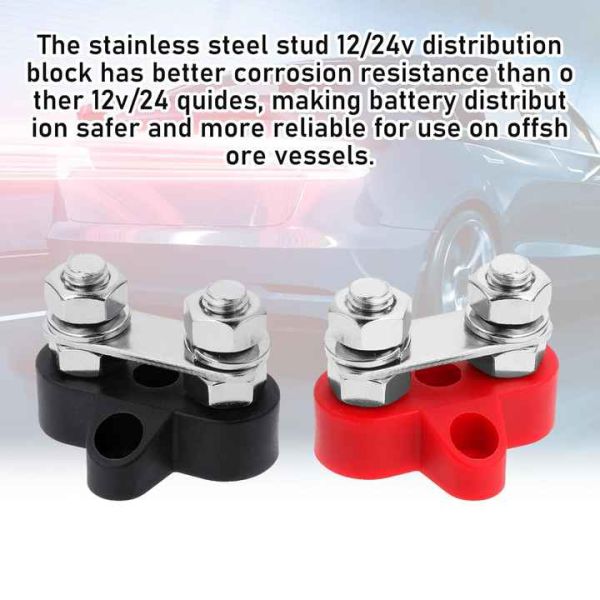 2PCS 12V 200A M8 Dual Stud RV Power Distribution Block 1.77"W X 1.3"H