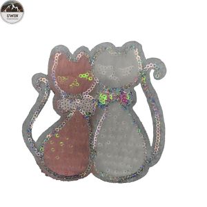 China One Side Cat Custom Stitched Patches , Pretty Embroidered Animal Patches factory