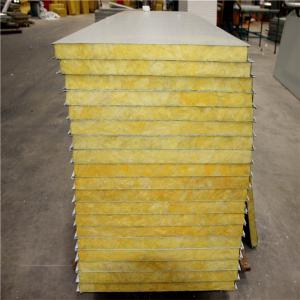 China good sound insulation 35kg / m3 50mm grey white double steel glass wool sandwich panel factory