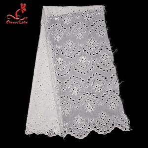China 2019 Hot White Cotton Fabrics Embroidered Lace Fabric For Bridal factory
