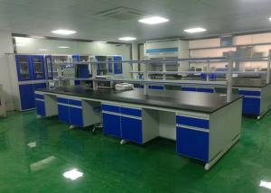 China Wood Chemical Resistant Lab Tables , Laboratory Work Benches With Reagent Shelf factory