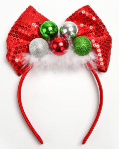 China Portable Girls Holiday Hair Accessories , Party Christmas Bow Headband factory