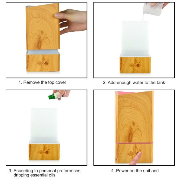 200ml Laser Carving Wood Grain Aromatherapy Diffuser