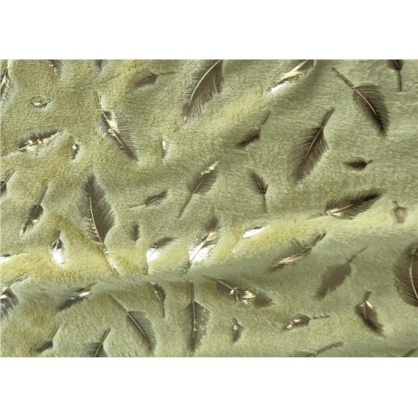 230GSM Feather Pattern Bronzing Minky Plush Fabric For Baby