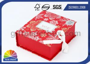 China Popular Design Printed Luxury Hinged Lid Gift Box Red Flat Pack Gift Set Fold Paper Box factory