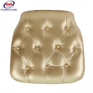 China Luxury Plywood Hard Vinyl Chiavari Chair Cushion Covers With Gold Button factory