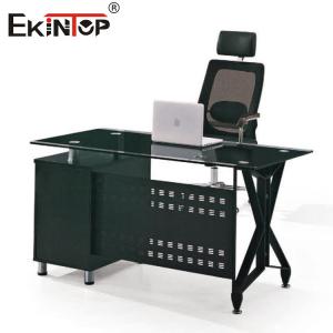 China Metal Frame Tempered Glass Office Desk Morden Office Workstation Fruniture on sale
