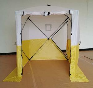 China 200D Polyester Oxford Outdoor Camping Tents PU Coated Pop Up Work Tent White Yellow factory