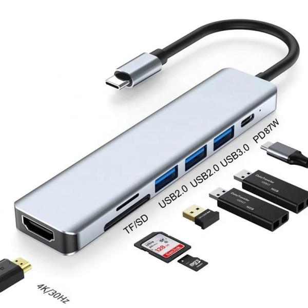 Type C Type-C Hub Multi Function Adapter for Charging Data Transfer and Video