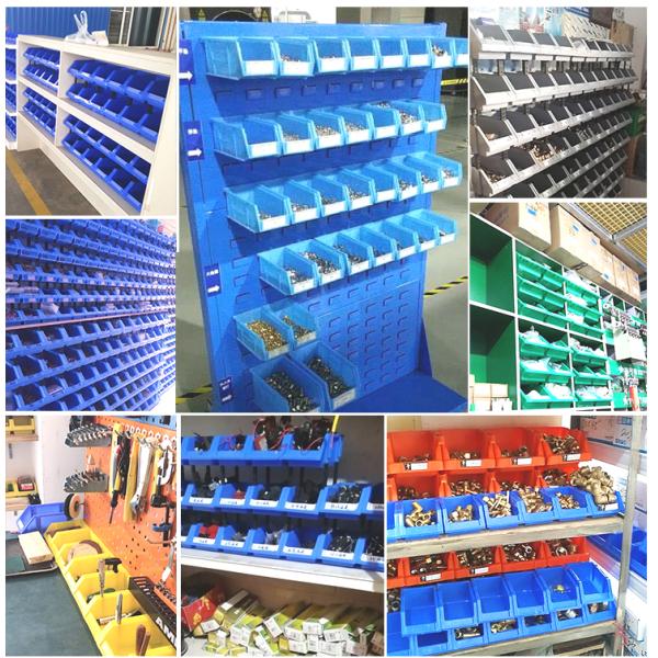 Plastic Shelf Bins Tool Crate Stackable Plastic BoxWarehouse For Screws Stackable