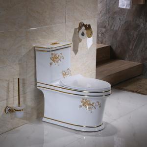 China One Piece Flush And Soft Closing Toilet Bathroom Ceramic Golden on sale