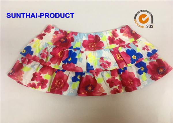 China Elastic Waistband Little Girl Summer Dresses 2 Layers Ruffle Skirt With Panty factory