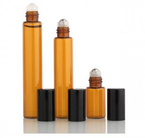 China Manufacturers Stock 3ml 5ml 10ml Aluminum Cover Brown Amber Roll-On Glass Essential Oil Bottle factory