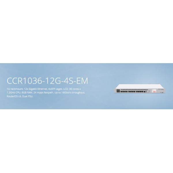 1U Rackmount Mikrotik Cloud Core Router 8GB RAM CCR1036 12G 4S EM