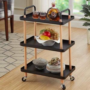 China 3 Tier Bathroom Kitchen Storage Cart With Wheels Plastic PP factory
