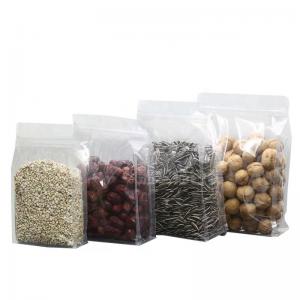 China Food Packaging Zipper Transparent Resealable Plastic Bags Food Grade Flat Bottom Zip Lock Plastic Clear Bag on sale