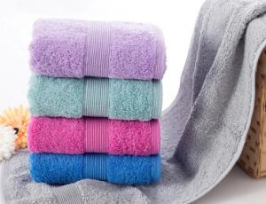 China 100% cotton plain color terry dobby border bath towel banded bath towel, cotton bath towel on sale