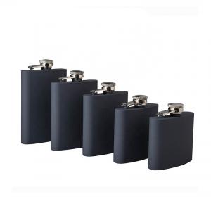 China Portable Stainless Steel Wine Cup 6oz 7oz 8oz Black Powder Coating Hip Flask on sale