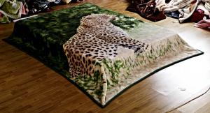 China Leopard Printed Micro Raschel Throw Blanket , Eco Friendly Lightweight Fleece Blanket on sale