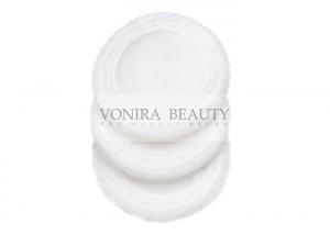 China Round White Cotton Facial Makeup Puff Sponge Tool Satin Velour Powder Puff on sale