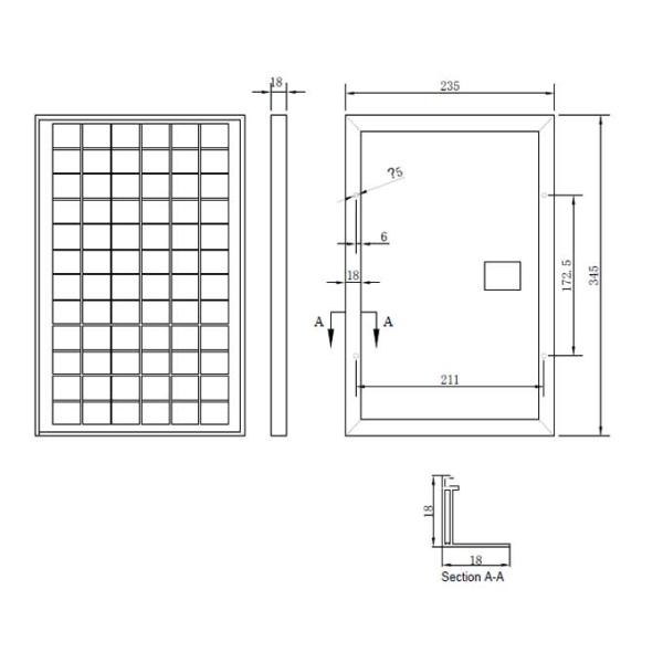 12W Single Crystalline Silicon Solar Cell 18V Small Monocrystalline Pv Cell