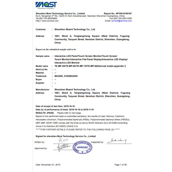 4K Camera Multi Touch Whiteboard 65 Inch HDMI OUT Annotation Tool