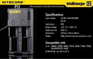 China Newest Nitecore i2 charger Intellichage Multifunctional Ni-MH/Ni-Cd/AA AAA battery charger factory