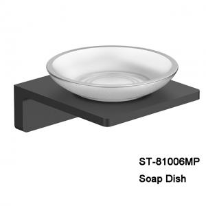 China Good Quality Wholesale Rust Resistant Hotel Stainless Steel Soap Dish holder and black finish matt glass factory