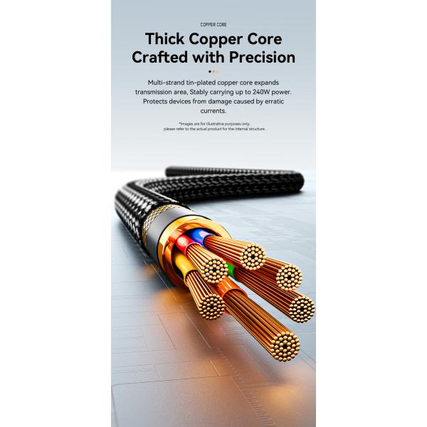 Quick Charge USB C To C Cord 240W With Tinned Copper Conductor