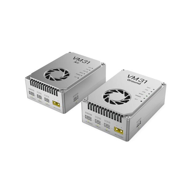 VM31 Video&Data&RC link has two frequencies optional(800MHz、1.4GHz) with 15km grade(air to ground) transmission range.