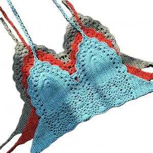 China Niris Lingerie New Fashion Knit Crochet Cami Women Bralette Halter Neck Crop Tops Summer Beach Bikini factory