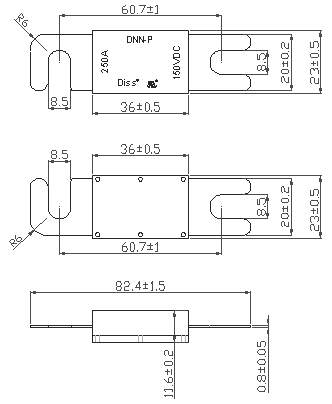 Flat Plug Low Voltage Fuse , DC150V Electric Wood Shell Time Lag Fuse
