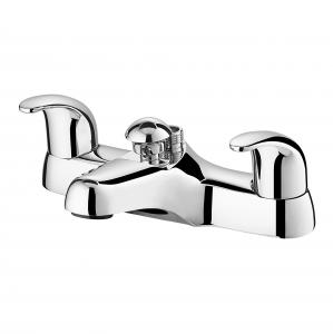 China Deck Mounted High Flow Bathtub Faucet 2 Holes 2 Handles Multiple Uses factory