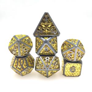 China Trade Card Luminous Dice  Dice Set For DND Or RPG Polyhedral Metal Gold Yellow factory