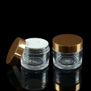 China 50ml Serum ABS PETG Cosmetic Jar Face Cream With Electroplated Lid on sale