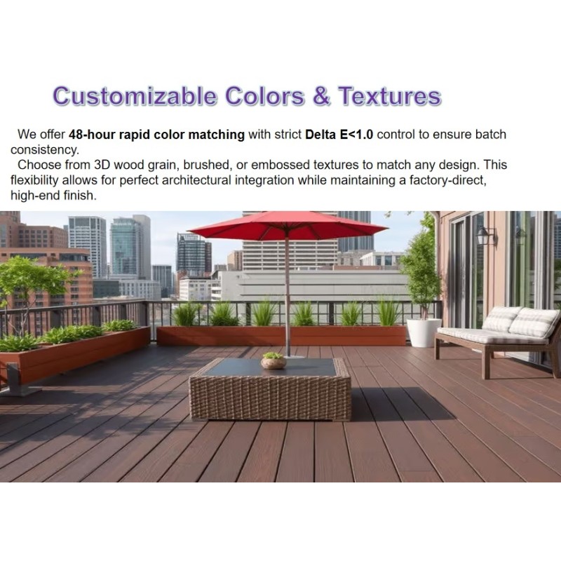 Solid Co Extruded WPC Decking Panel Natural Grain Non Toxic 140*18mm