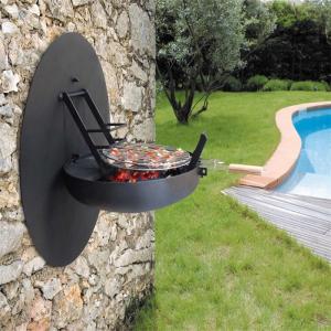 China Customized Decorative Wall Mounted Retractable Steel Fire Pit Cooking Grill factory