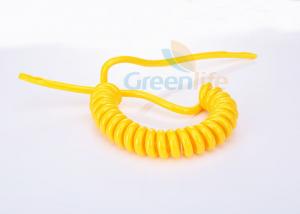 China Bright Yellow PU Tubbing Coiled Power Cable ,  Rope Coiled Wire Cable Swivelling Design on sale