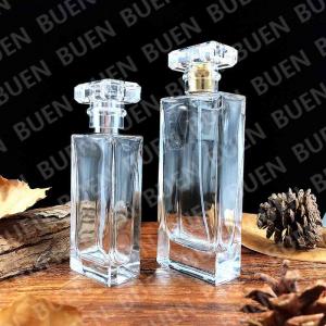 China Personalised Glass Perfume Spray Bottle Rectangle Luxury Portable Perfume Bottle on sale