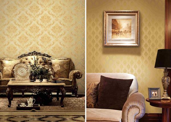 China Brown Concise Damask Vinyl Removable Wallpaper Home Decoration Wall Covering factory