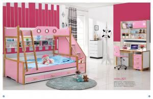 China hot sale kids bedroom furniture kids bunk bed with dragged bed A01B factory