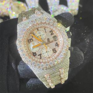 China Automatic Moissanite Bust Down Watch Studded Analog 14k White Gold Watch factory