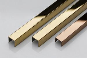 China Decorative Brushed Stainless Steel Tile Trim U Shape Square Wall Panel Gold Metal Tube Edge Profiles factory