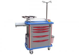 China Emergency Medical Trolley Crash Cart With Drawer And IV Pole factory