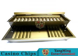China 15 Row Gold Yellow Color 2 Layer Double Lock Metal Casino Chip Tray With Two Layer Casino Chip Holder factory